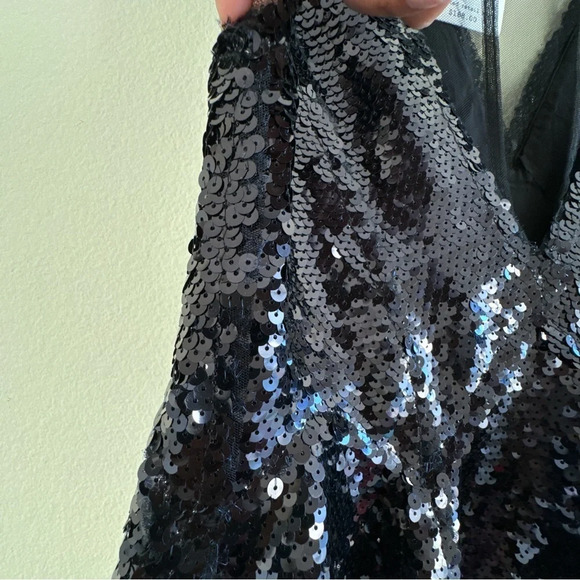 Free People New Dance til dawn black sequin mesh minidress XS - Picture 14 of 15
